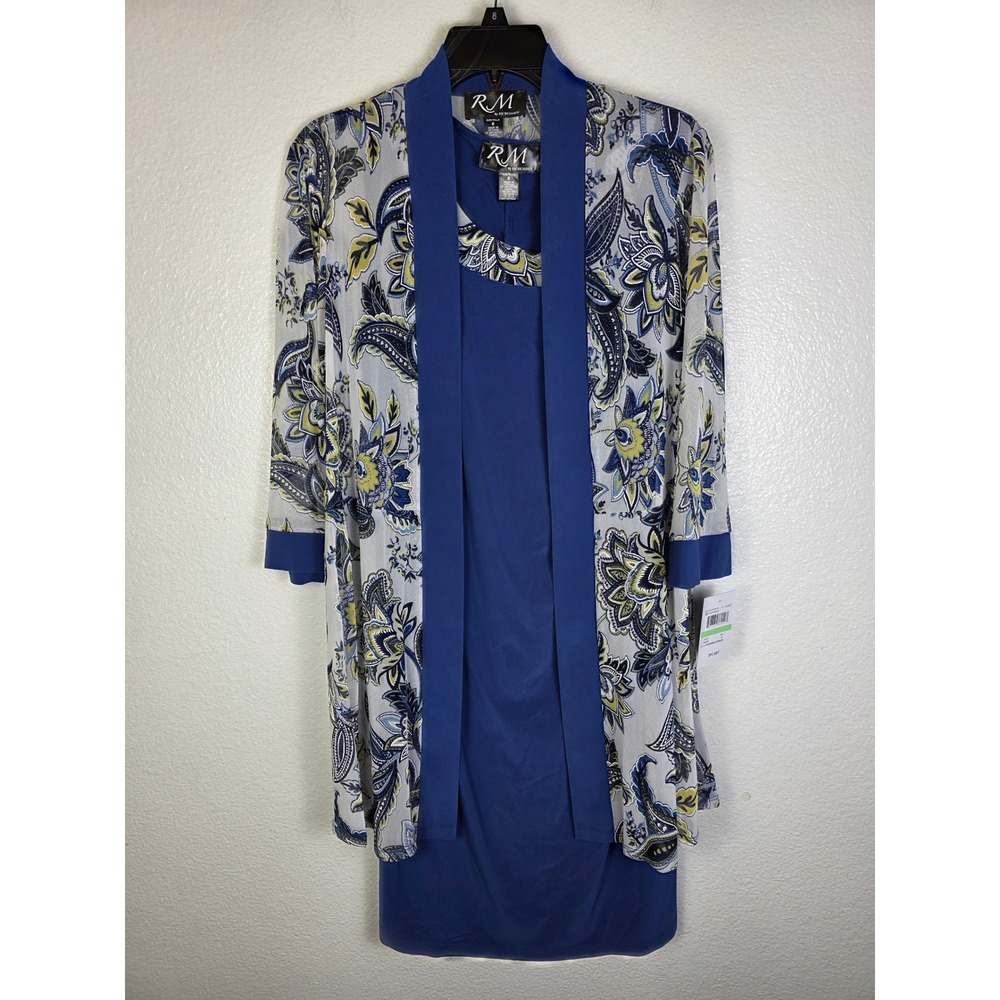 RM Richards 2 Piece Dress Set Periwinkle Blue Paisley‎ Jacket Womens Size 8